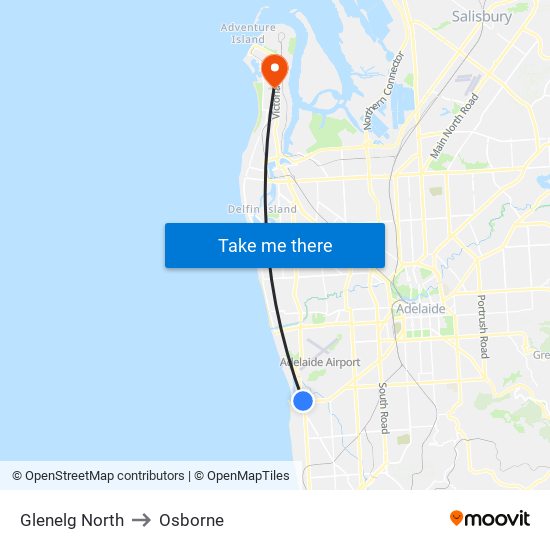 Glenelg North to Osborne map