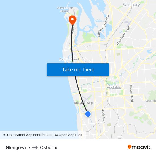Glengowrie to Osborne map