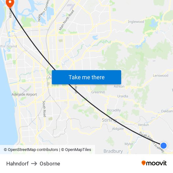 Hahndorf to Osborne map