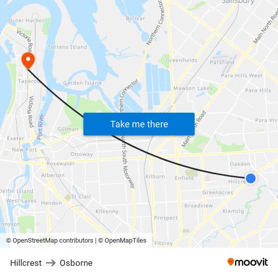 Hillcrest to Osborne map