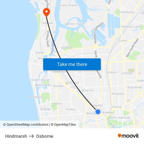 Hindmarsh to Osborne map