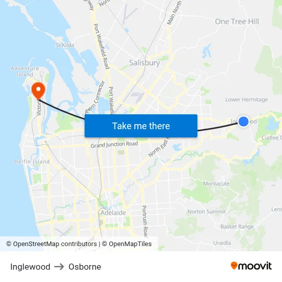 Inglewood to Osborne map