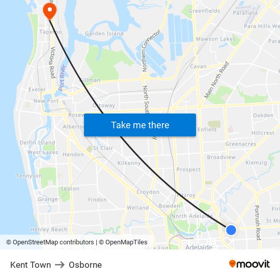 Kent Town to Osborne map