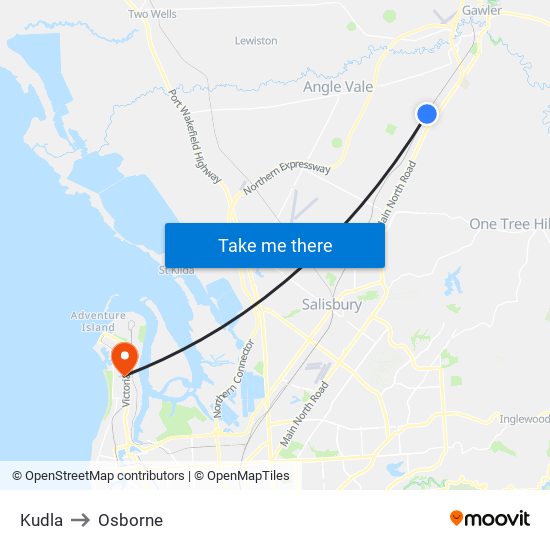 Kudla to Osborne map