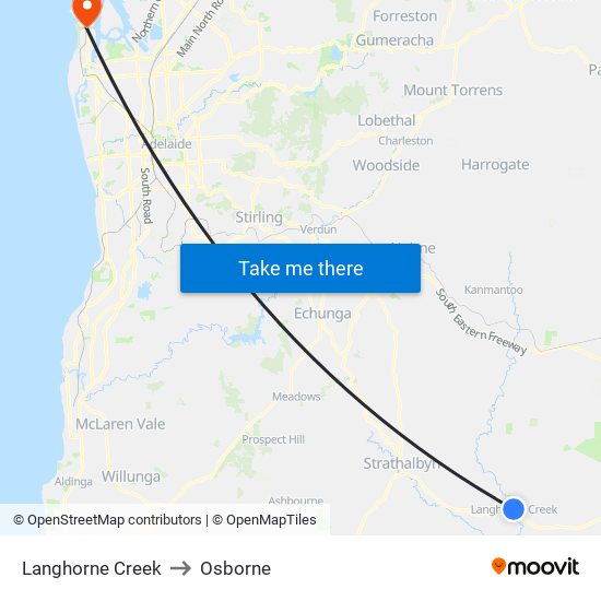 Langhorne Creek to Osborne map