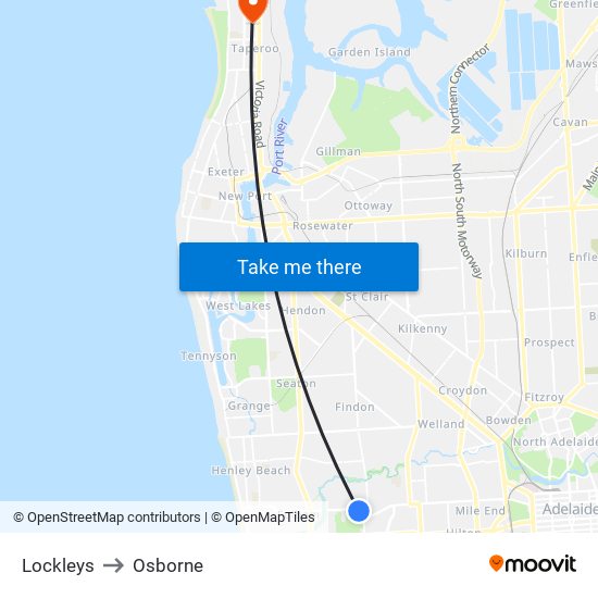 Lockleys to Osborne map