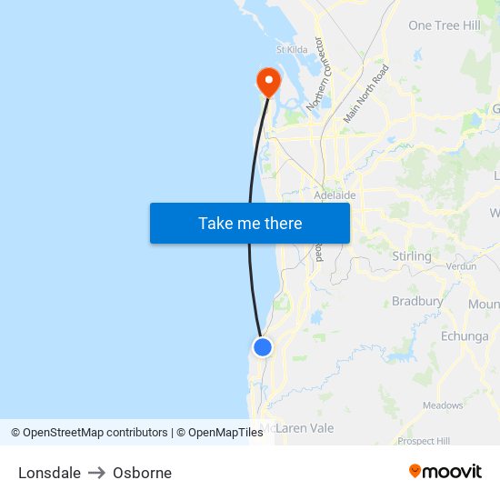 Lonsdale to Osborne map