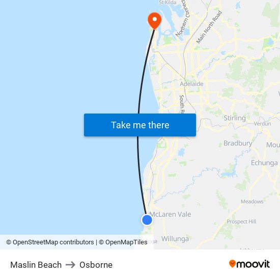Maslin Beach to Osborne map