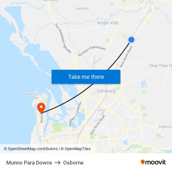 Munno Para Downs to Osborne map