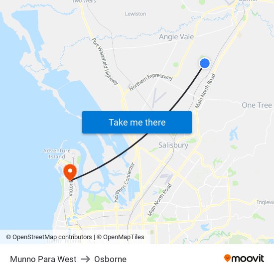 Munno Para West to Osborne map