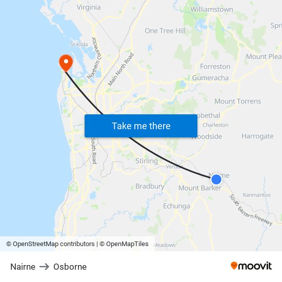 Nairne to Osborne map