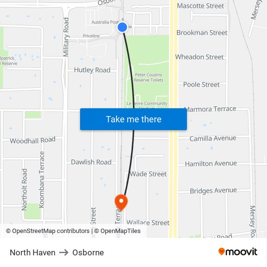 North Haven to Osborne map