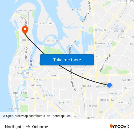 Northgate to Osborne map