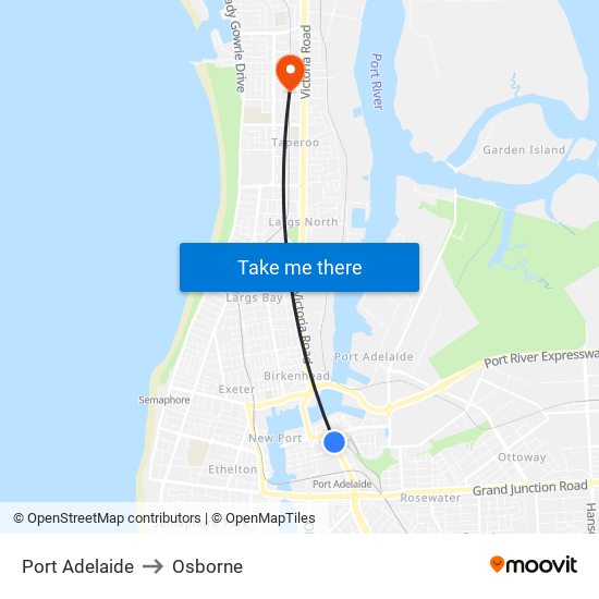 Port Adelaide to Osborne map