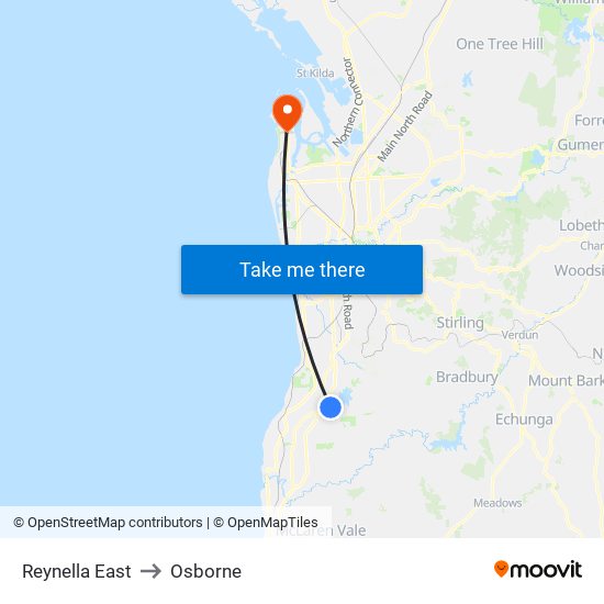 Reynella East to Osborne map