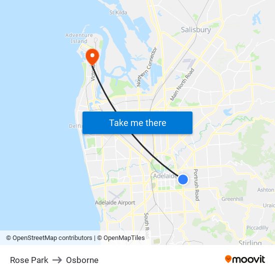Rose Park to Osborne map