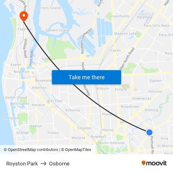 Royston Park to Osborne map