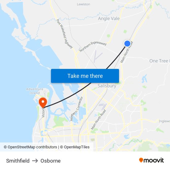 Smithfield to Osborne map