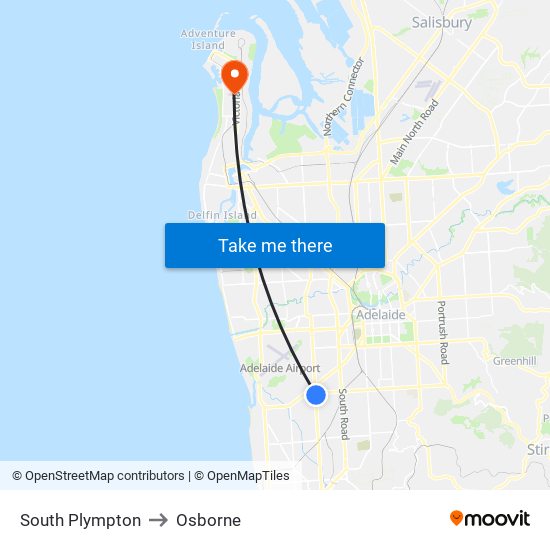 South Plympton to Osborne map