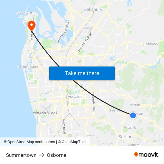 Summertown to Osborne map