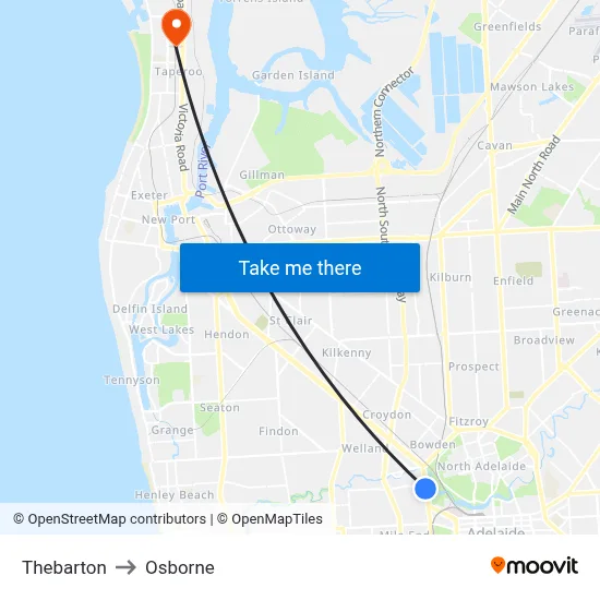 Thebarton to Osborne map