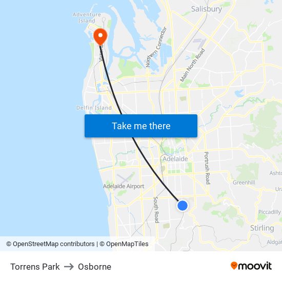 Torrens Park to Osborne map