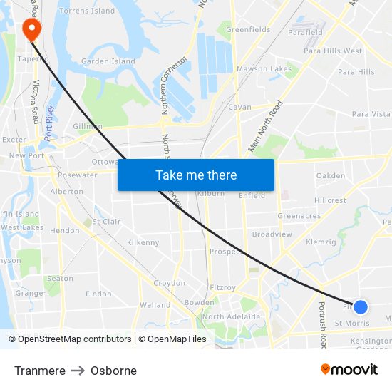 Tranmere to Osborne map