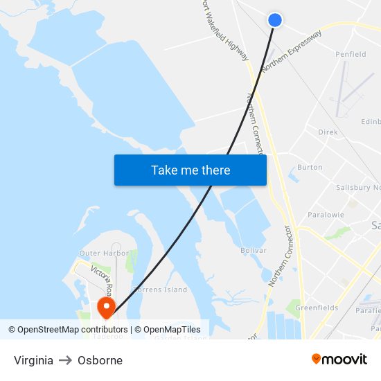 Virginia to Osborne map