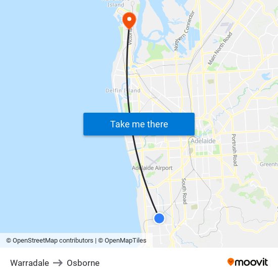 Warradale to Osborne map