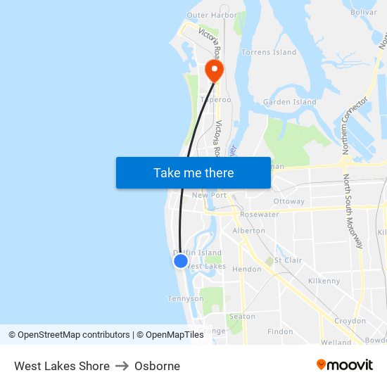 West Lakes Shore to Osborne map