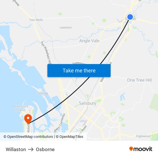 Willaston to Osborne map