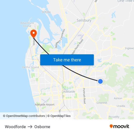 Woodforde to Osborne map