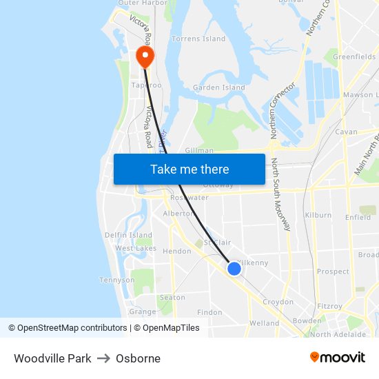 Woodville Park to Osborne map