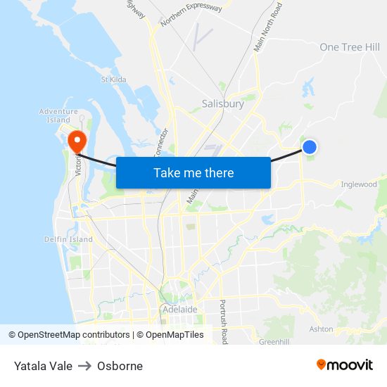 Yatala Vale to Osborne map