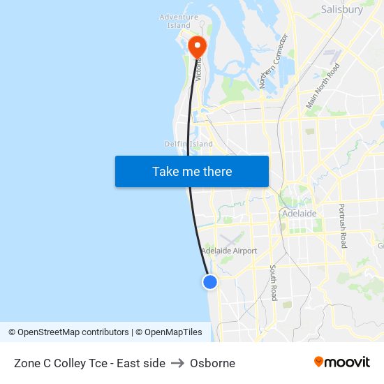 Zone C Glenelg Interchange - East side to Osborne map