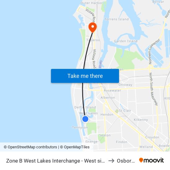 Zone B West Lakes Interchange - West side to Osborne map