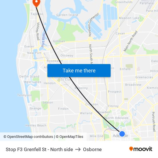 Stop F3 Grenfell St - North side to Osborne map