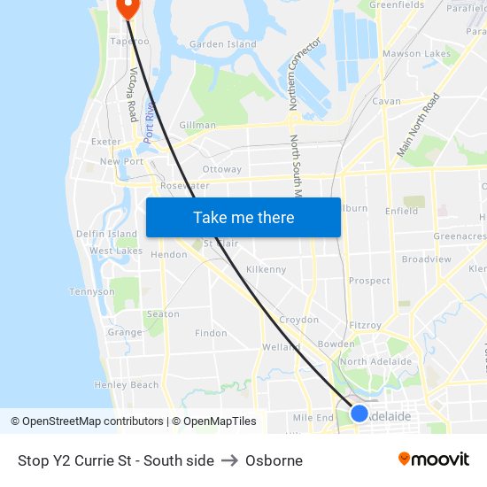 Stop Y2 Currie St - South side to Osborne map