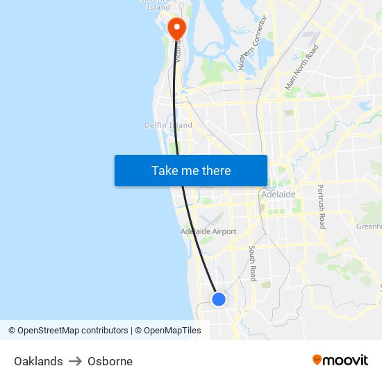 Oaklands to Osborne map