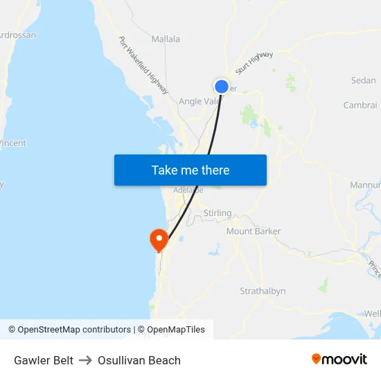 Gawler Belt to Osullivan Beach map