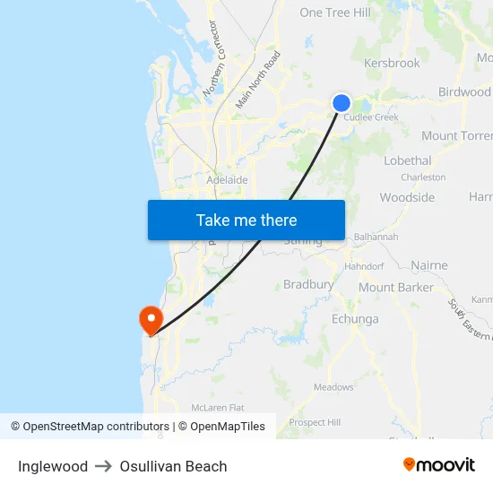 Inglewood to Osullivan Beach map