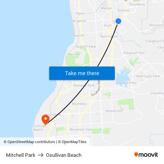 Mitchell Park to Osullivan Beach map