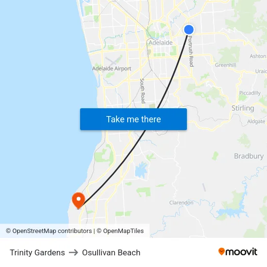 Trinity Gardens to Osullivan Beach map