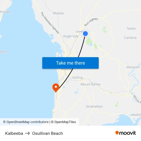 Kalbeeba to Osullivan Beach map