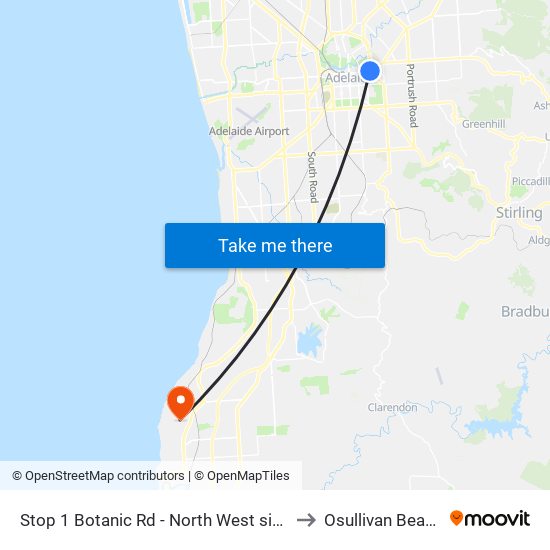 Stop 1 Botanic Rd - North West side to Osullivan Beach map