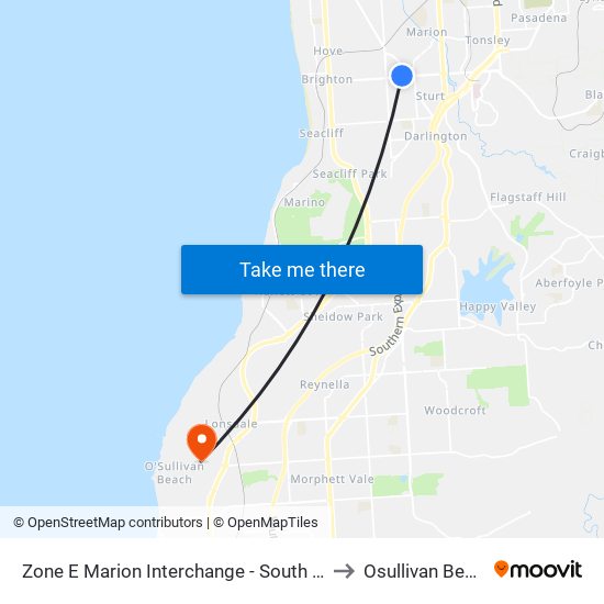 Zone E Marion Interchange - South side to Osullivan Beach map