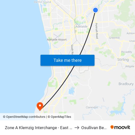 Zone A Klemzig Interchange - East side to Osullivan Beach map