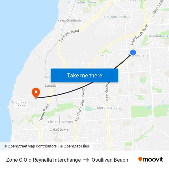 Zone C Old Reynella Interchange to Osullivan Beach map