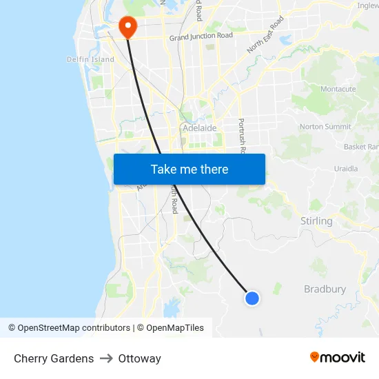 Cherry Gardens to Ottoway map