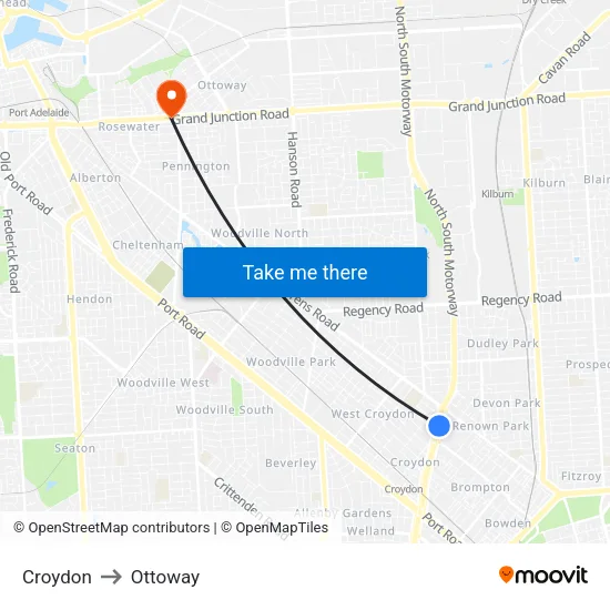 Croydon to Ottoway map